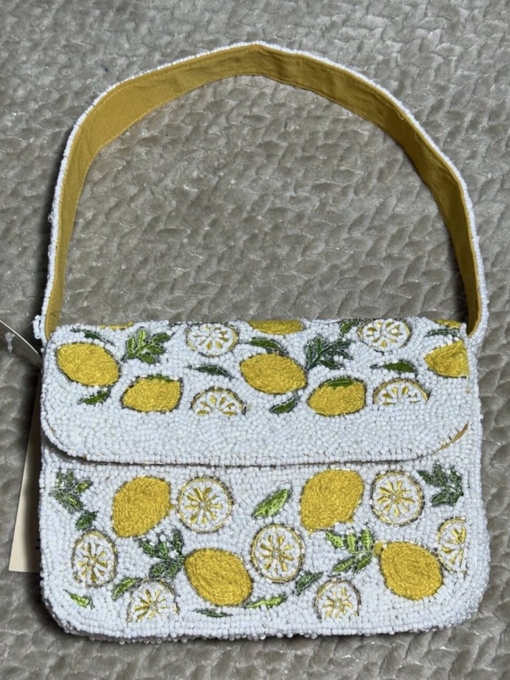 NWT Lemon Beaded Bag TikTok Viral Summer Purse White Yellow Shoulder Bag - Picture 3 of 11